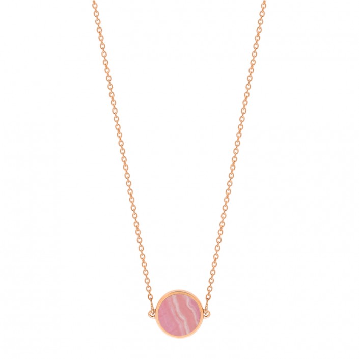 Necklace MINI EVER in rose gold and rhodochrosite GinetteNY