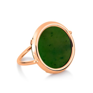 Bague  JADE DISC RING or rose 18 carats et jade GinetteNY
