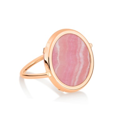 Bague FRENCH KISS DISC en or rose 18 carats et rhodochrosite GinetteNY