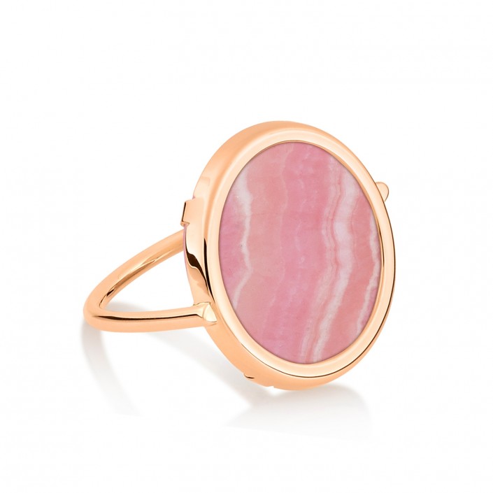 Bague FRENCH KISS DISC en or rose 18 carats et rhodochrosite GinetteNY