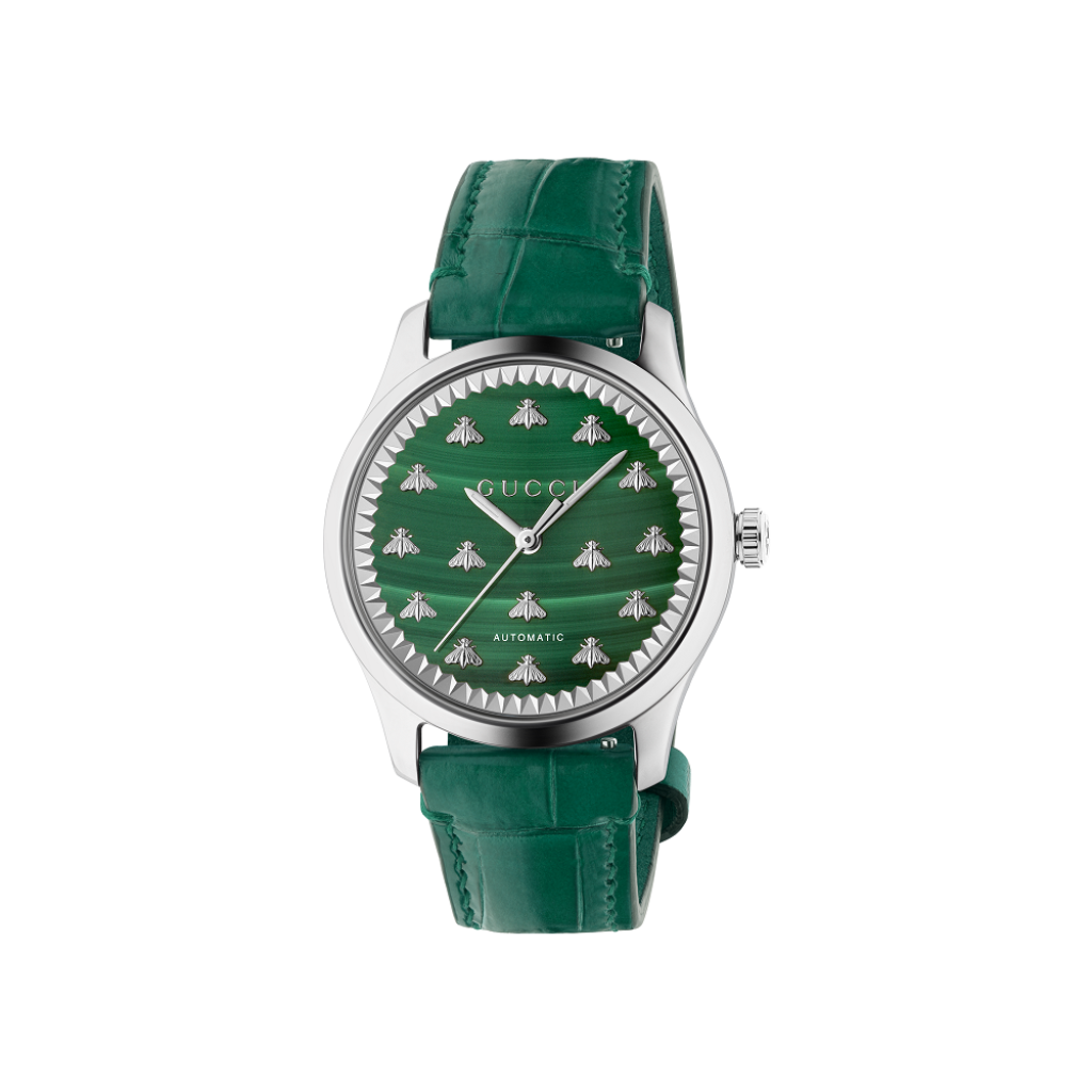 GUCCI腕時計　ルマルシェ　グリーン Gucci Le Marche Des Merveilles Quartz Green Dial Black Leather