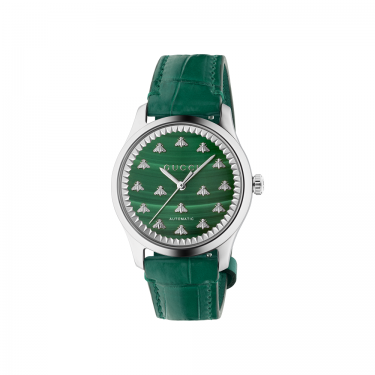 Rellotge Automàtic Gucci G-Timeless: Esfera de Malaquita Verd, Corretja de Pell de Cocodri