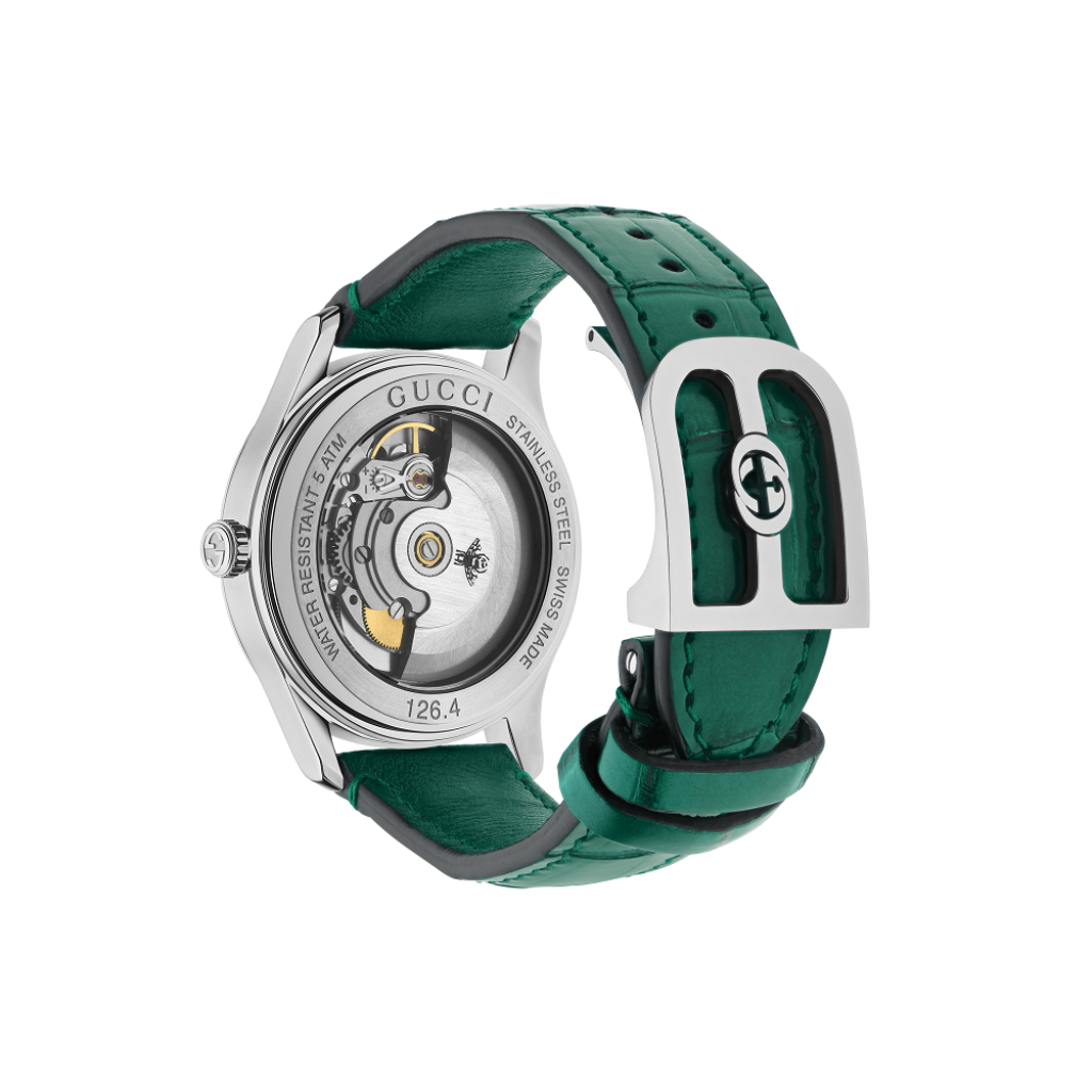 Gucci G-Timeless Automatic Watch: Green Malachite Dial, Crocodile