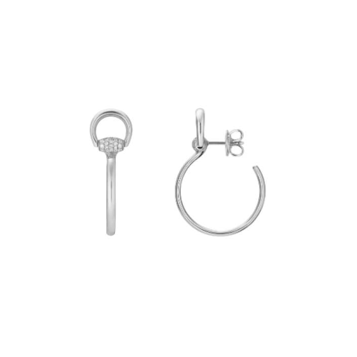 Gucci Horsebit 18K White Gold Diamond Earrings