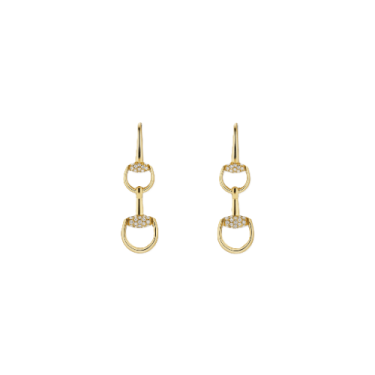 Gucci Horsebit 18K Yellow Gold Diamond Drop Earrings