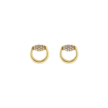 Gucci Horsebit 18K Yellow Gold Diamond Stud Earrings