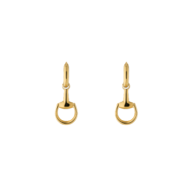Gucci Horsebit Hoop Earrings with Dangling Horsebit in 18kt Yellow Gold