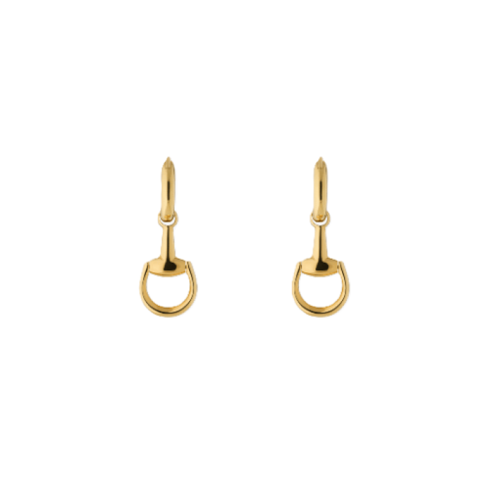 Gucci Horsebit Hoop Earrings with Dangling Horsebit in 18kt Yellow Gold