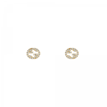 GUCCI Interlocking G 18ct Yellow Gold Diamond Earrings