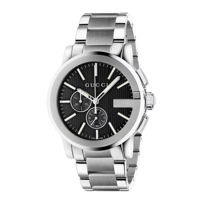 Gucci G-Chrono 44 mm — Acero con esfera negra guilloché