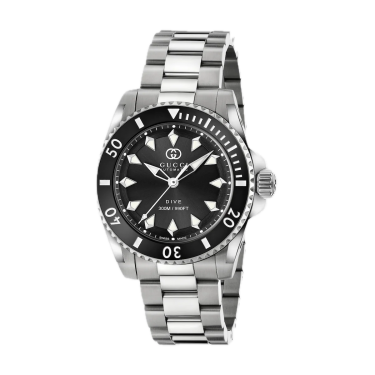 Gucci Dive 40 mm — Reloj de acero con esfera negra