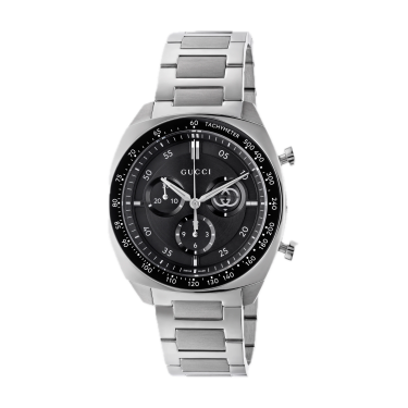 Gucci Interlocking 41 mm — Reloj cronógrafo de acero con esfera negra