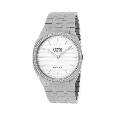 Gucci 25H 40 mm — Stainless Steel with Diamond Bezel Watch