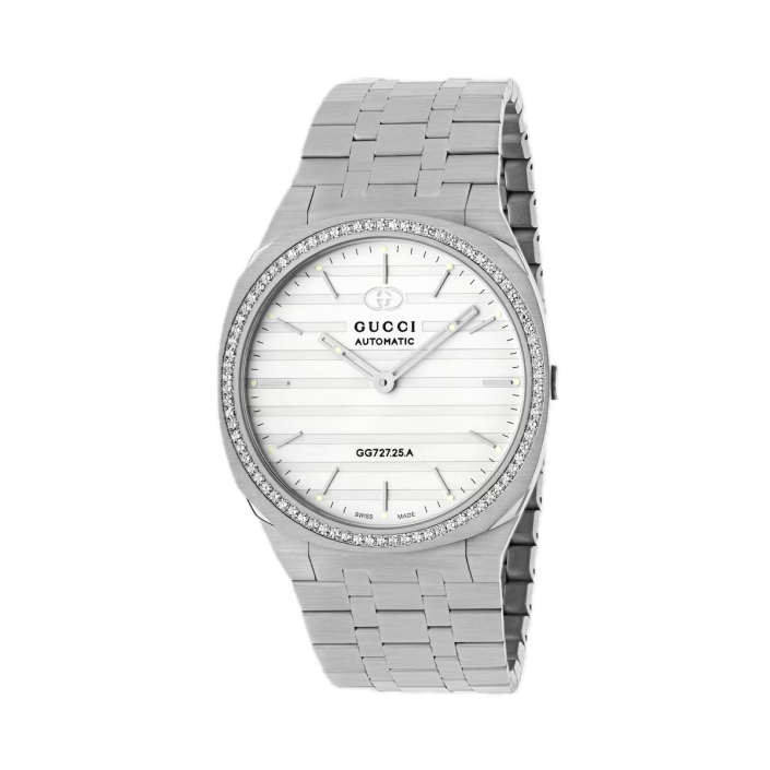 Gucci 25H 40 mm — Stainless Steel with Diamond Bezel Watch