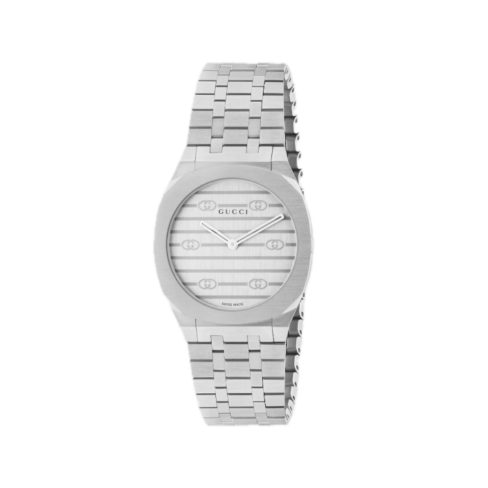 Gucci 25H 30 mm — Stainless Steel Watch with Silver Dial