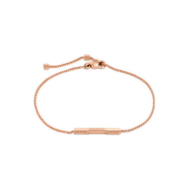 Pulsera Gucci Link to Love oro rosa 18 ct con barra grabada