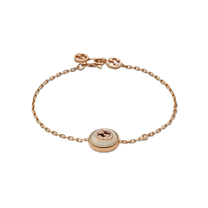 Polsera Gucci Interlocking or rosa 18 k amb diamants i nacre