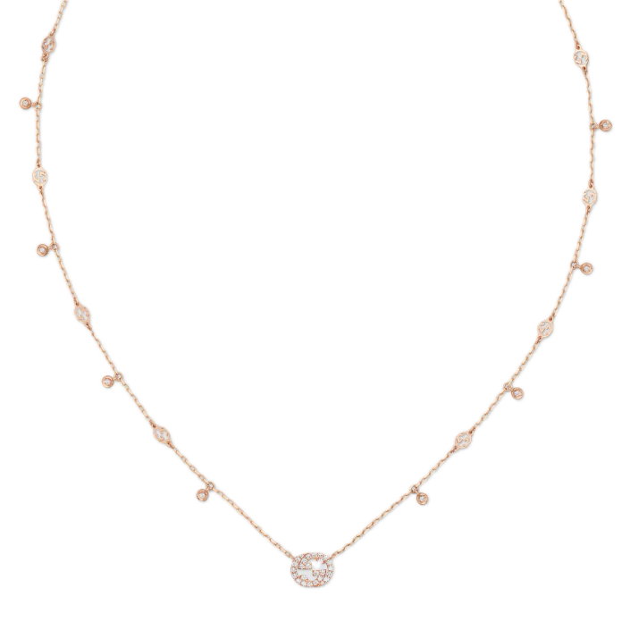Collar Gucci Interlocking oro rosa 18 k con diamantes