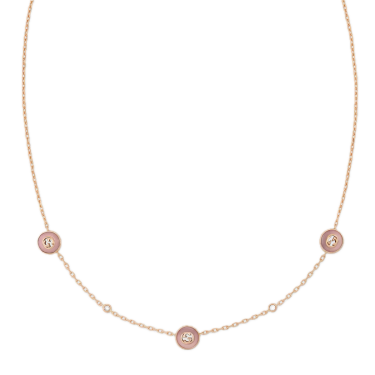 Gucci Interlocking 18 kt — Collar de cadena con ópal rosa y diamantes