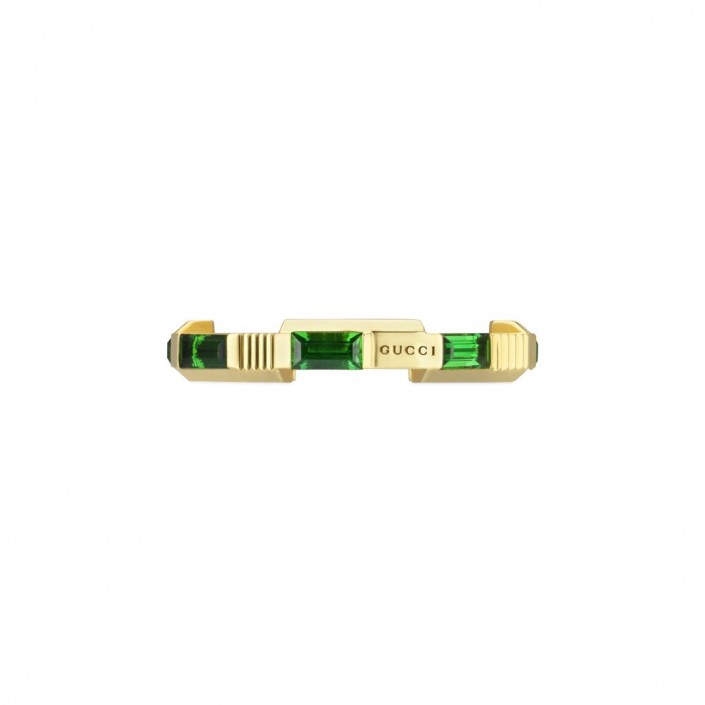 YELLOW GOLD RING WITH TOURMALINE LINK TO LOVE GUCCI YELLOW GOLD RING WITH TOURMALINE LINK TO LOVE GUCCI