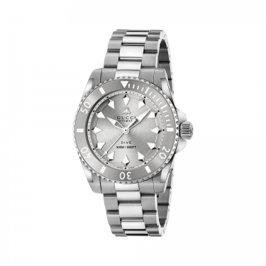 Gucci Dive Watch with Silver Dial and Bee