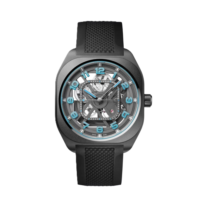 Hermès H08 skeleton watch in Zanzibar blue titanium and ceramic 42 mm