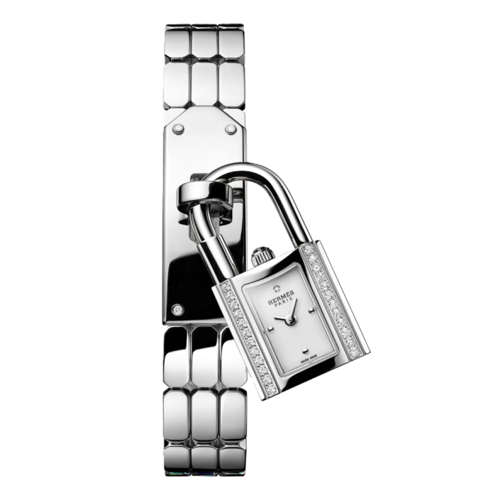 Hermès kelly 408486ww acier & diamants mini 16 mm