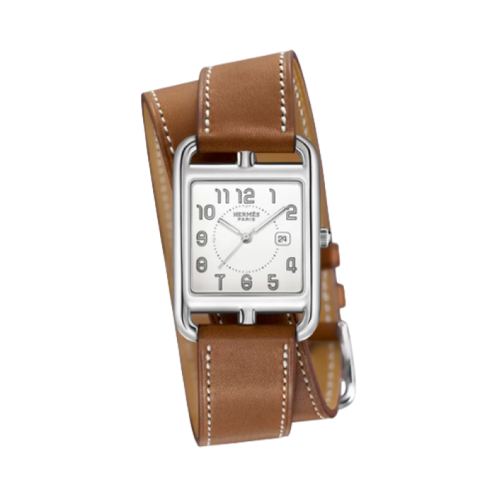 Hermès Cape Cod Large 29 x 37mm Watch with Barénia Leather Double Tour Strap