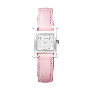 Hermès Heure H 404282WW acier et diamants Rose Sakura