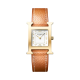 Hermès Heure H Small 21 x 25mm Watch with Opaline Dial and Gold Chesnut Epsom Leather Strap