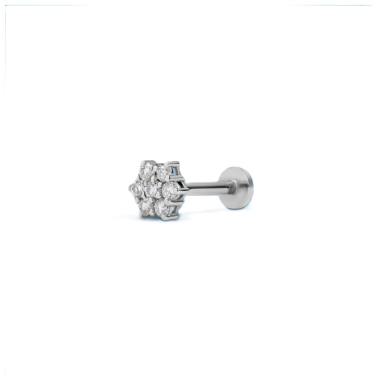 Piercing Rose Flower de oro blanco de 18 quilates y diamantes naturales Illume