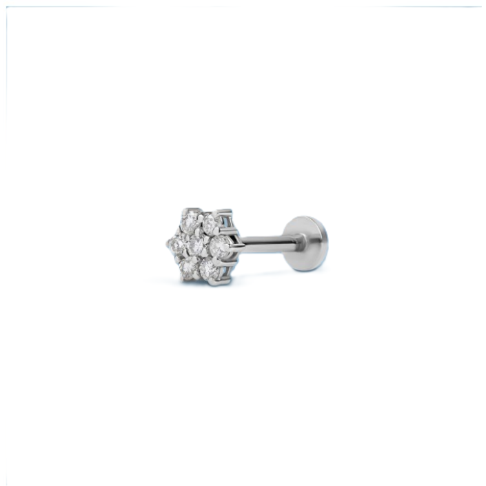 Piercing Rose Flower de oro blanco de 18 quilates y diamantes naturales Illume
