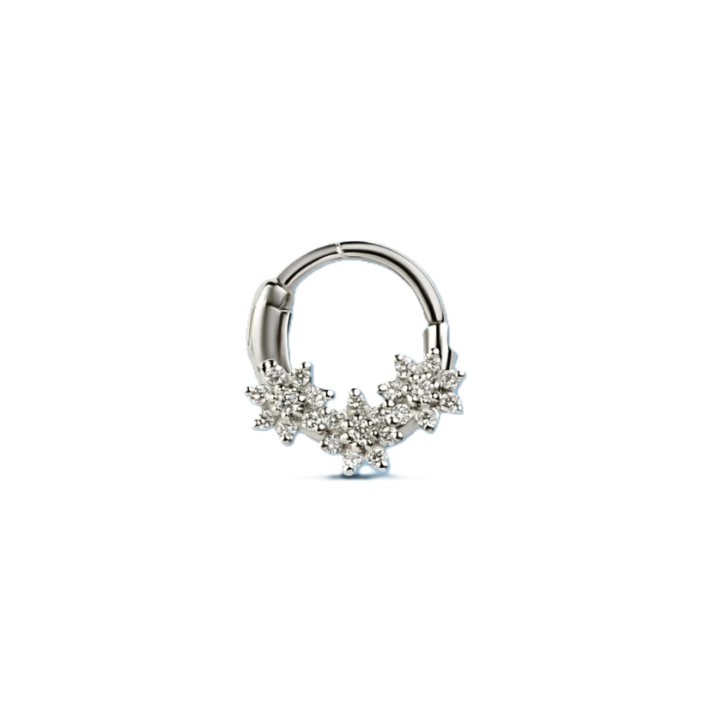 Piercing Daisy Daith de oro blanco de 18 quilates y diamantes naturales Illume