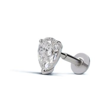 Piercing Drop Cut Diamond de oro blanco de 18 quilates y diamante natural Illume