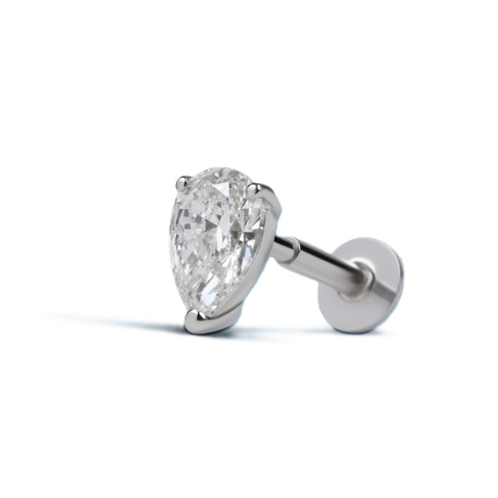 Piercing Drop Cut Diamond de oro blanco de 18 quilates y diamante natural Illume