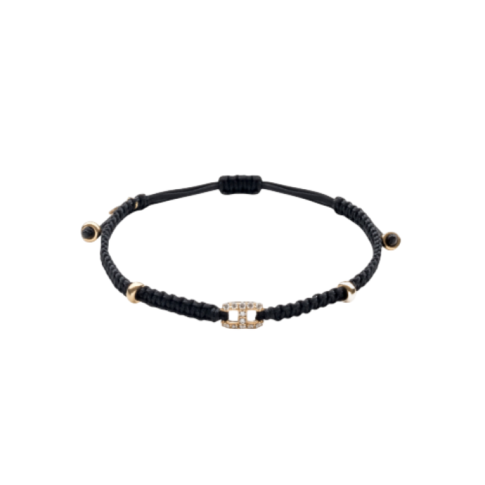Pulsera Wolf Macramé Bracelets en oro blanco de 18 quilates con eslabón de diamantes