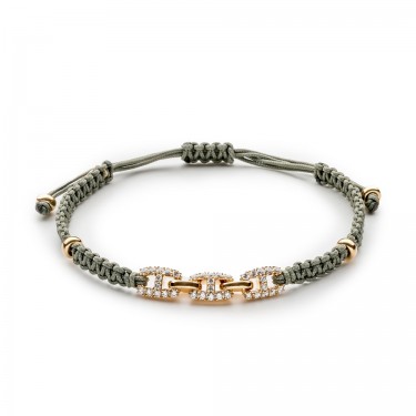 Bracelet en Macramé avec Or Rose et Diamants de Jaibor B2604MP0