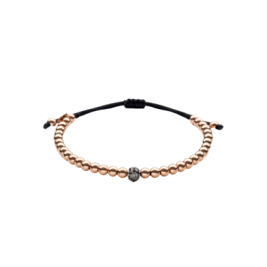 Pulsera Wolf Small Bracelets en oro rosa de 18 quilates con bola pavé de diamantes negros