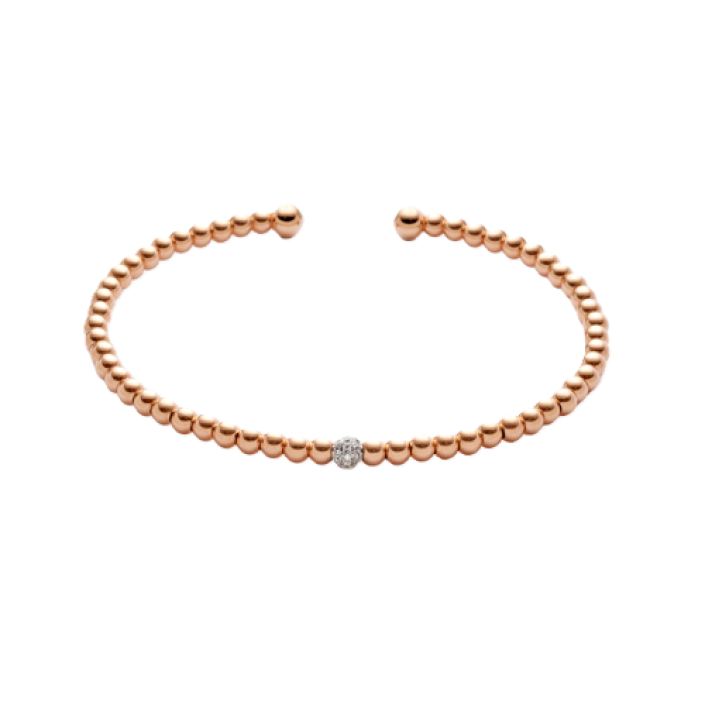 Titanium Soul 18k Rose Gold Bracelet with 18 Diamonds and Small Beads