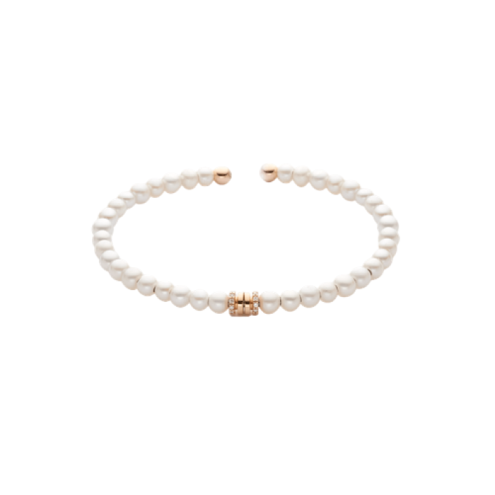 Pulsera Titanium Soul en oro rosa de 18 quilates con aguamarina y 20 diamantes