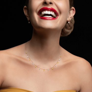 Collier Confetti Rainbow en saphirs jaunes et diamants en or jaune La Brune et la Blonde