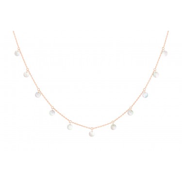 NECKLACE POLKA 11 WHITE MOTHER-OF-PEARL - ROSE GOLD