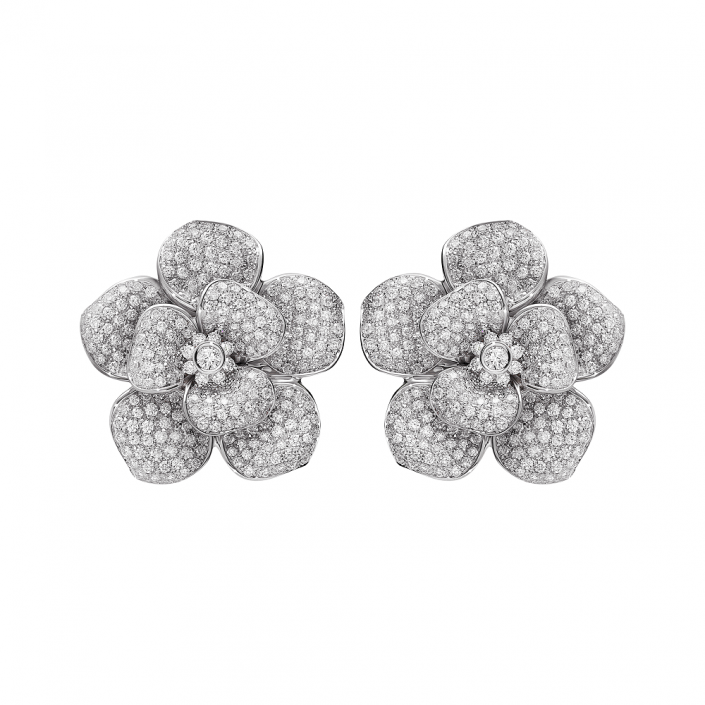 Gold earrings adorned with brilliant-cut diamonds Flora