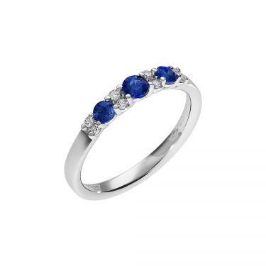 Anell d'Or Blanc amb Safirs Blaus i Diamants de Leo Pizzo