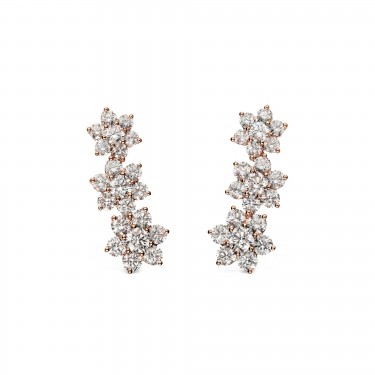 Boucles d’oreilles Fleurs Or Rose 18KT et Diamants Leo Pizzo