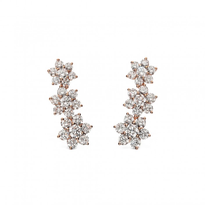 Arracades de Flors Or Rosa 18KT y Diamants Leo Pizzo