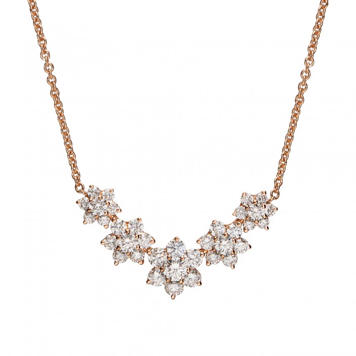 Collier Fleurs Or Rose 18KT et Diamants Leo Pizzo