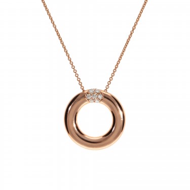 Collier Or Rose 18KT avec Diamants 0.09CT Leo Pizzo 