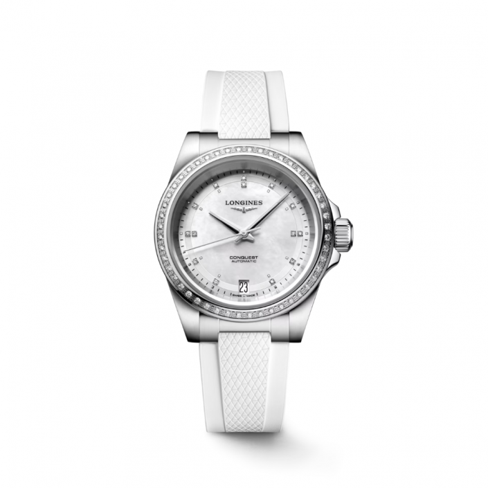 Longines Conquest L3.430.0.87.9 - Automatic Watch with Mother-of-Pearl Dial and Diamonds