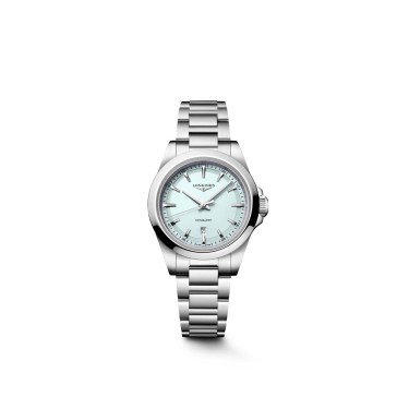 Longines Conquest montre femme suisse cadran bleu menthe